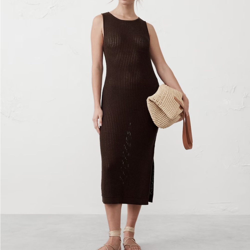 Banana Republic Brown Sleeveless Sheath Midi Dress